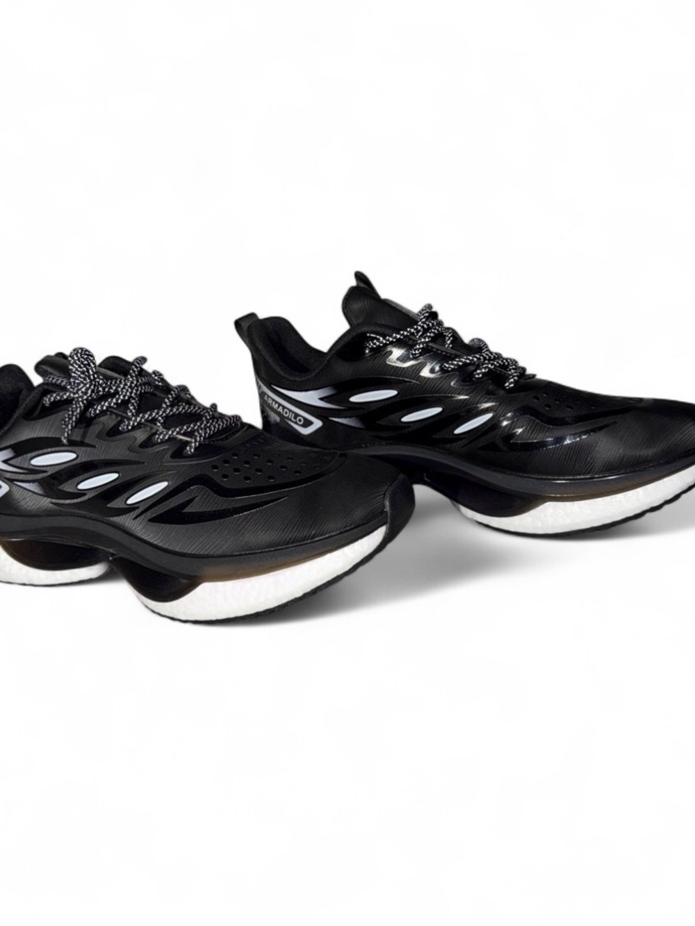 Men's Black Athletic Sneakers with Cushioned White Midsole